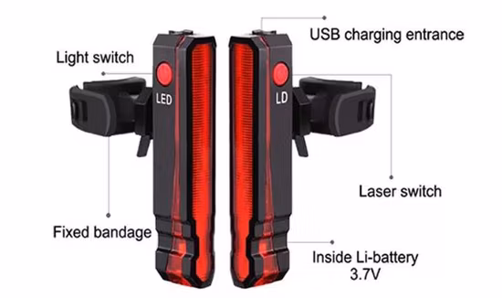 자전거 라이트 LED 미등 후면 안전 경고 사이클링 라이트 휴대용 USB 충전식 사이클링 라이트 자전거 액세서리