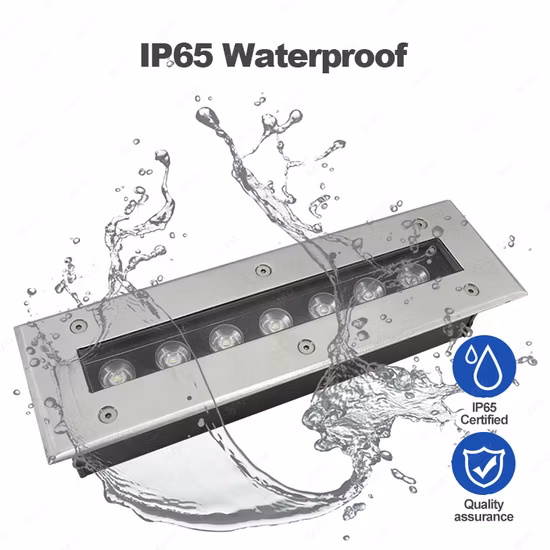 스테인레스 스틸 IP65 실외 바닥 조명, 조경 매립 바닥 데크 조명, 직사각형 계단 조명, 라이너 지하 조명